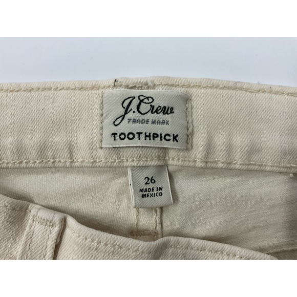 J. Crew Women’s Toothpick Jeans Pants Size 26 Cream/Ivory Color Summer 2017 - Picture 6 of 12